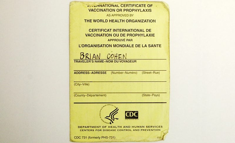 International Certificate of Vaccination or Prophylaxis for yellow fever